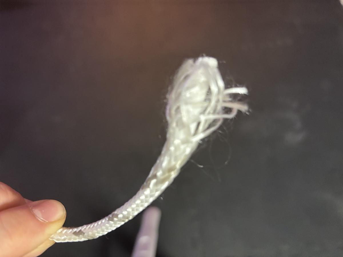 Nylon rope with frayed end